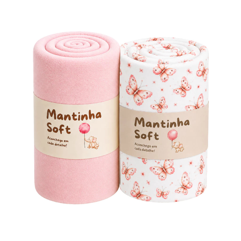 Kit 02 Mantinhas Cobertor Bebê Macia Quentinha